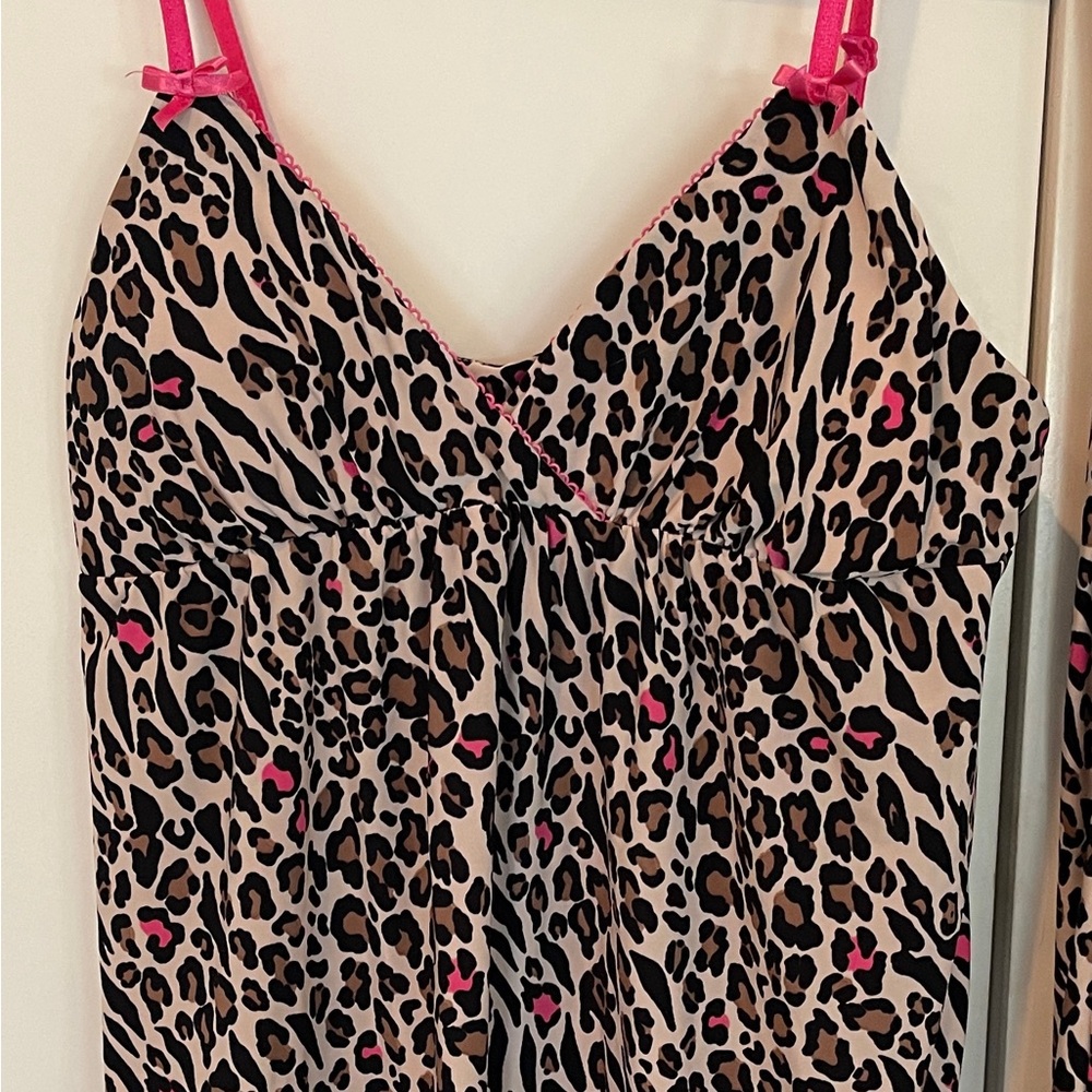 Leopard Print Nightgown with Pink Accents